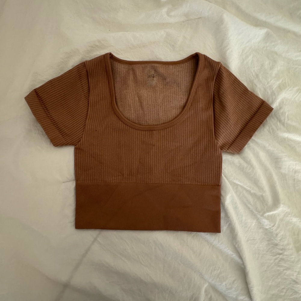 Offline By Aerie Seamless Shine Ribbed Crop Top